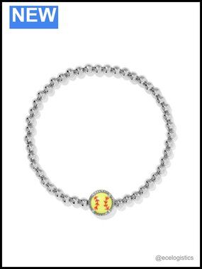 Kendra Scott Softball Stretch Bracelet Rhodium Plated Brass Beaded